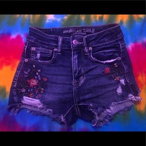 4/$25! American Eagle Embroidered Denim Shorts